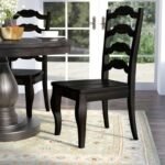 Hulia Solid Wood Ladder Back Side Chair in Dark Navy Blue (Set of 2)