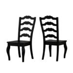 Hulia Solid Wood Ladder Back Side Chair in Dark Navy Blue (Set of 2) - Image 3