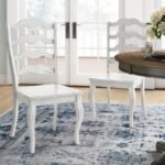 Hulia Solid Wood Ladder Back Side Chair in Dark Navy Blue (Set of 2) - Image 4