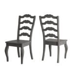 Hulia Solid Wood Ladder Back Side Chair in Dark Navy Blue (Set of 2) - Image 9