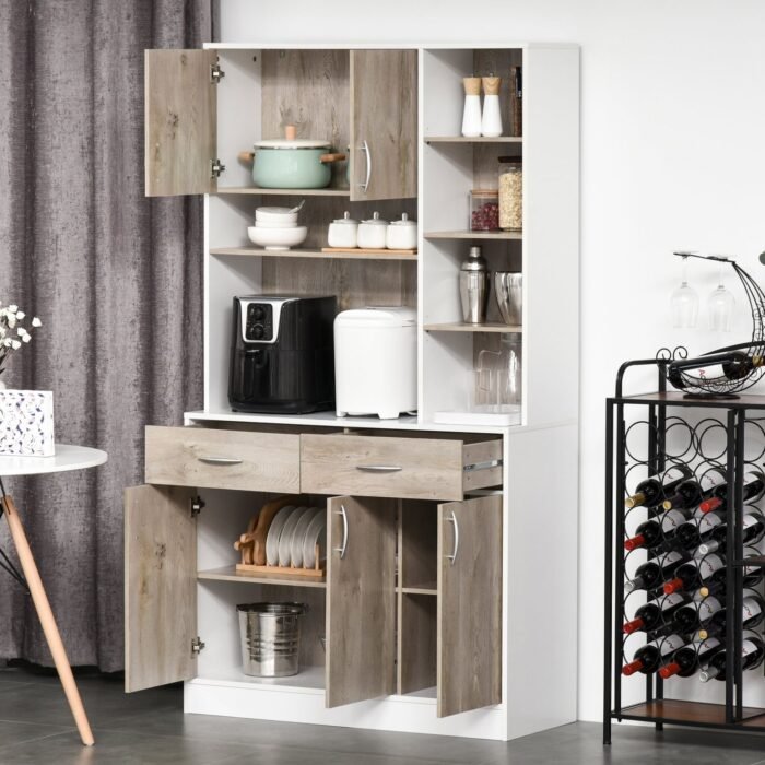 Silia Kitchen Buffet with Hutch Multi Storage Cupboard Cabinet Server Sideboard with Drawers - Image 1