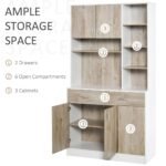 Silia Kitchen Buffet with Hutch Multi Storage Cupboard Cabinet Server Sideboard with Drawers - Image 5