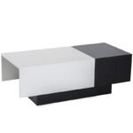 Modern Coffee Table Storage Unit Living Room with Sliding Top Black and White - Image 2