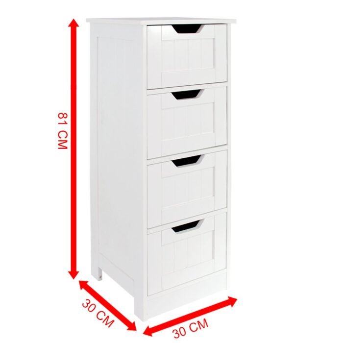 Bath Vida Priano Bathroom 4 Drawer Floor Standing Cabinet Unit Storage Wood - Image 3