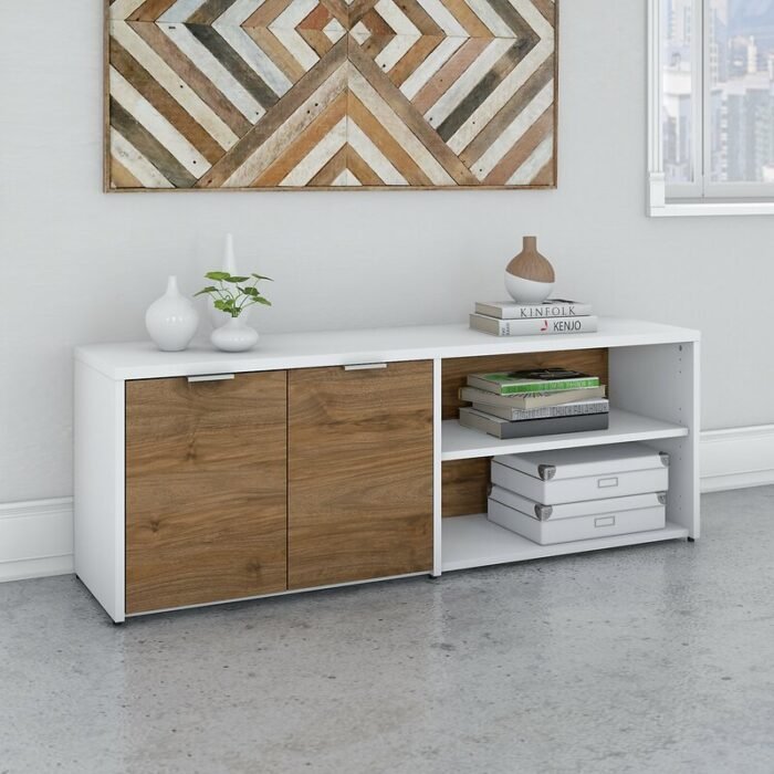 Lowarzo White and Wooden storage cabinet - Image 1