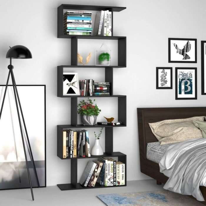 Bissaw white Bookcase with 6 shelves - Image 2