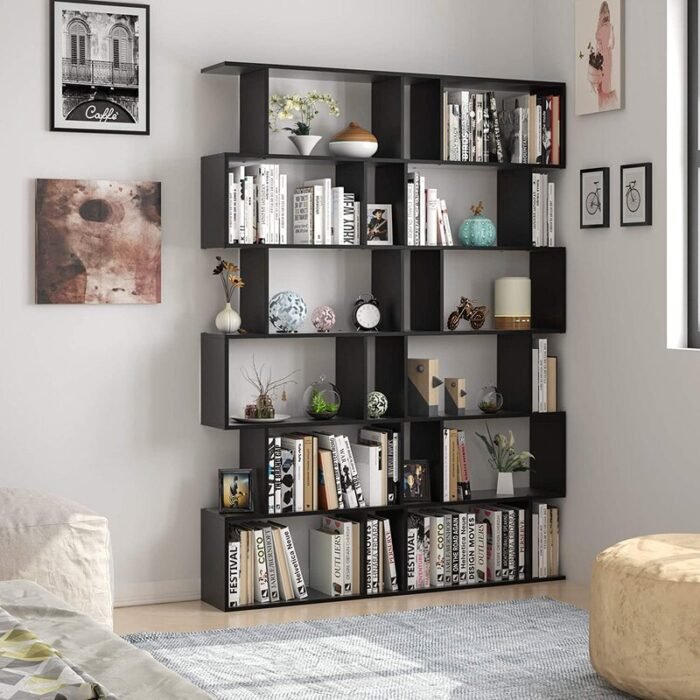 Bissaw white Bookcase with 6 shelves - Image 5