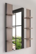 Giulia wood mirror with multi-use storage shelves - Image 3
