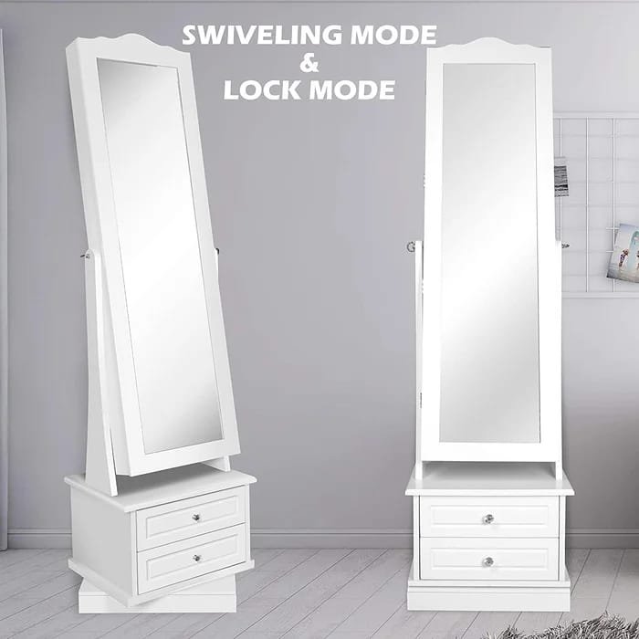 0005001_rotana-white-jewelry-armoire-with-mirror.jpeg Rotana White Jewelry Armoire with Mirror - Image 1