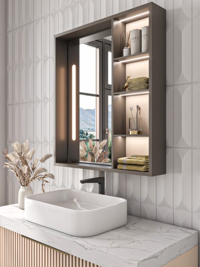 Cavena Led Mirror Cabinet With Shelves - Image 1
