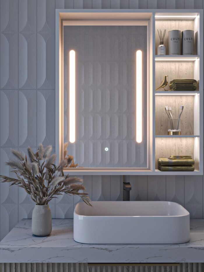 Cavena Led Mirror Cabinet With Shelves - Image 4