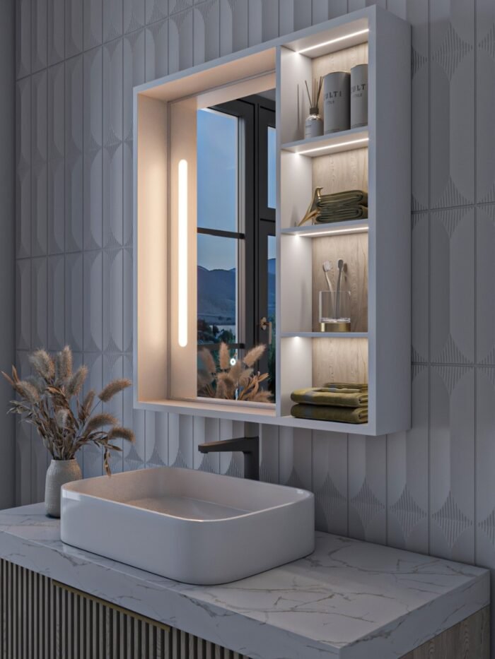 Cavena Led Mirror Cabinet With Shelves - Image 5