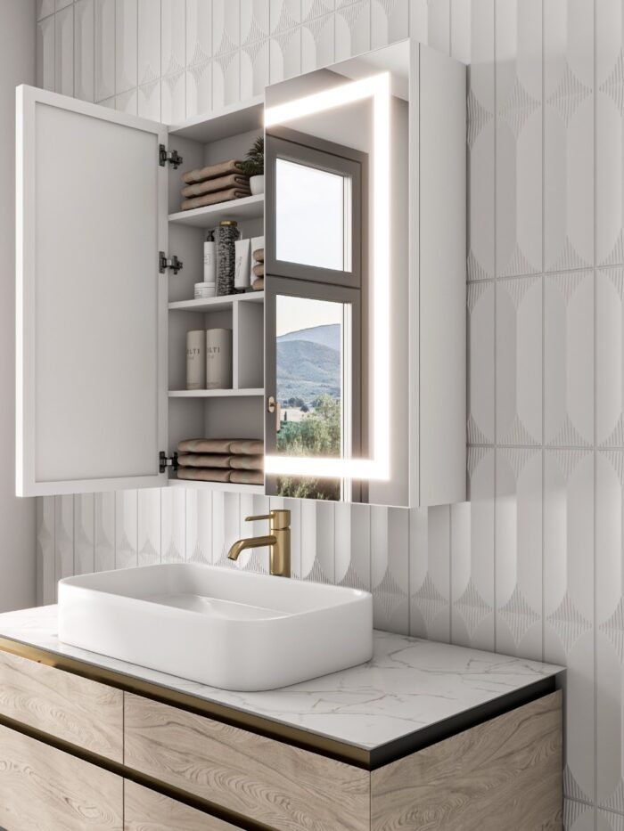Roca Led Bathroom Mirror with Storage unit - Image 1