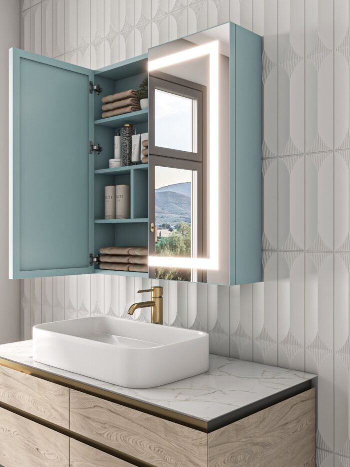 Roca Led Bathroom Mirror with Storage unit - Image 7