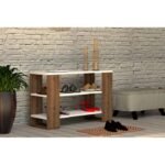 Ancora White and Wooden Shoe Rack