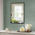 Divis Rectangle Metal Wall Mirror with Shelf