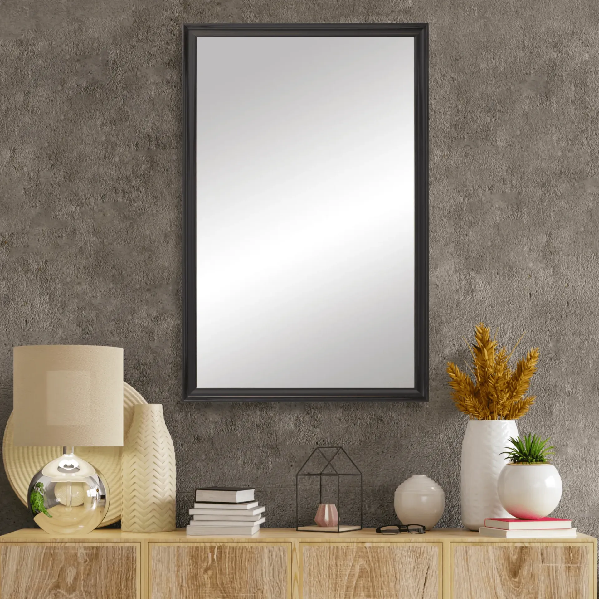 0005923_slaff-rectangular-framed-wall-mirror-black.webp Slaff Rectangular Framed Wall Mirror - Black - Image 1