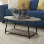 Doroo Round Wooden Coffee Table with Metal Legs