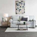 Doroo Round Wooden Coffee Table with Metal Legs - Image 2