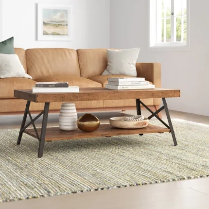 Bleak Wood and Metal Coffee Table with Storage