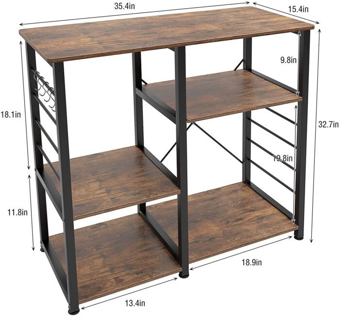 Bridu 3-Tier Wood and Metal Kitchen Stand - Image 7