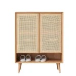 Twfli Wood and Rattan Shoe Storage Cabinet - Image 5