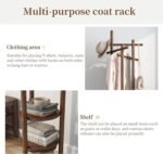 Antique Wooden Rotary Coat Rack Stand with 3 Shelves - Image 8