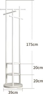 Antique Wooden Rotary Coat Rack Stand with 3 Shelves - Image 11