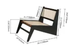 Japandi Black Rattan and Wood Lounge Chair - Image 5