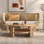 Krack Coffee table wood and rattan - Image 10