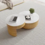 Doba coffee table natural wood with drawers - Image 6