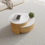 Doba coffee table natural wood with drawers - Image 7