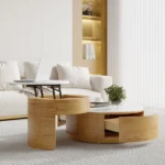 Doba coffee table natural wood with drawers - Image 8