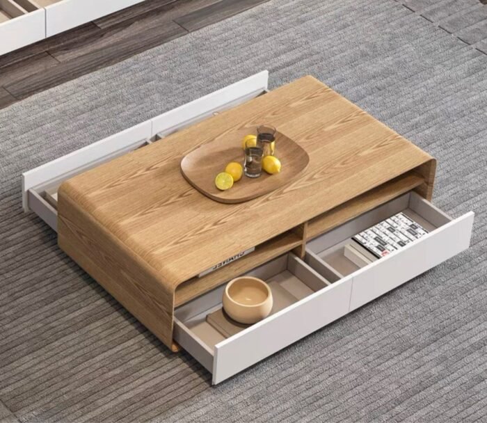 Helenville Modern Wood Coffee Table - 4 drawers - Image 5