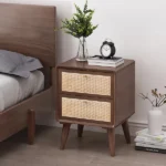 Katilo Nightstand Rattan and natural wood - 2 drawers - Image 2