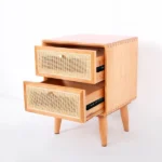 Katilo Nightstand Rattan and natural wood - 2 drawers - Image 7