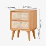 Katilo Nightstand Rattan and natural wood - 2 drawers - Image 9