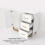 Crambella White Sideboard Natural wood with drawers and shelves - Image 8