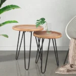 Harv Modern Natural wood Side table - Set of 2 - Image 2