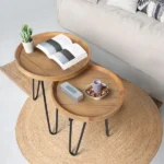 Harv Modern Natural wood Side table - Set of 2 - Image 4