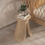 Cavy Rattan Side table with Natural wood - Image 2