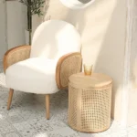Hacki Natural Wood and Rattan Side table - Image 5