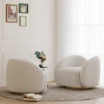 LouiseModern White Swivel Arm Chair - Image 4