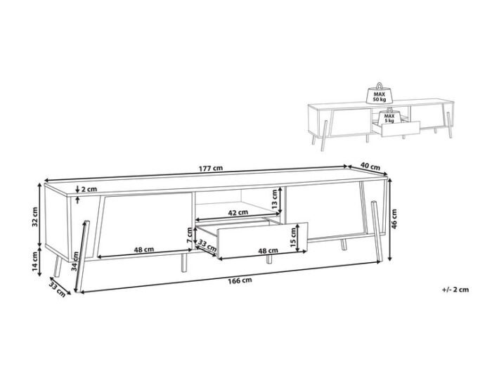 Ekosta -Modern TV unit with cabinet, drawer and storage unit - Image 9