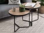 Alice Natural wood with Metal Coffee tables - Set of 3 - Image 6