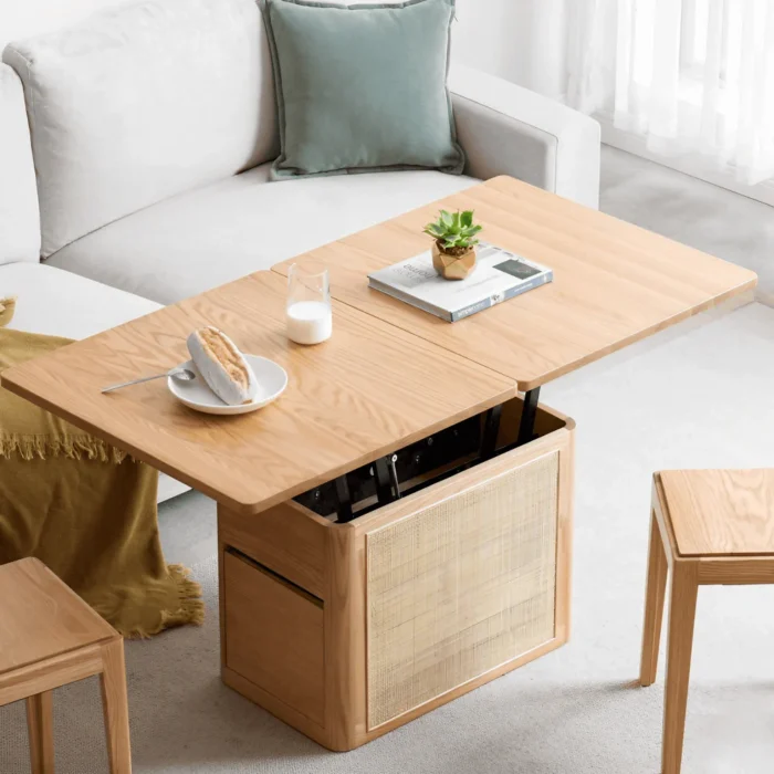 Perla Natural wood with Rattan Coffee table - Image 1