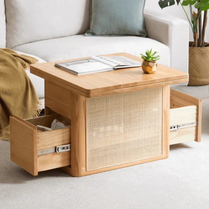 Perla Natural wood with Rattan Coffee table - Image 2