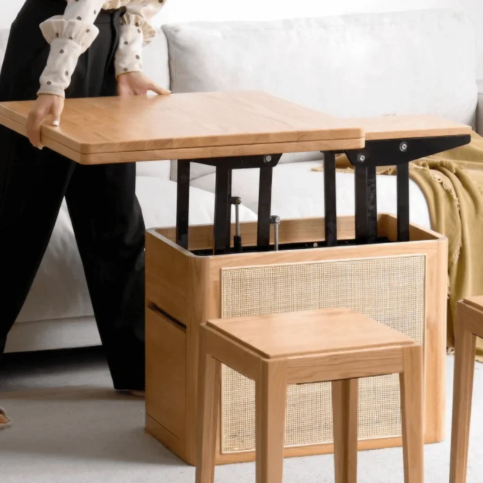 Perla Natural wood with Rattan Coffee table - Image 3