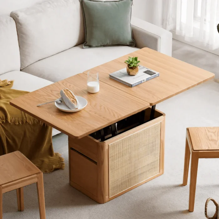 Perla Natural wood with Rattan Coffee table - Image 4