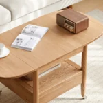 Divano Coffee table with shelf and drawer for storage Natural wood - Image 4
